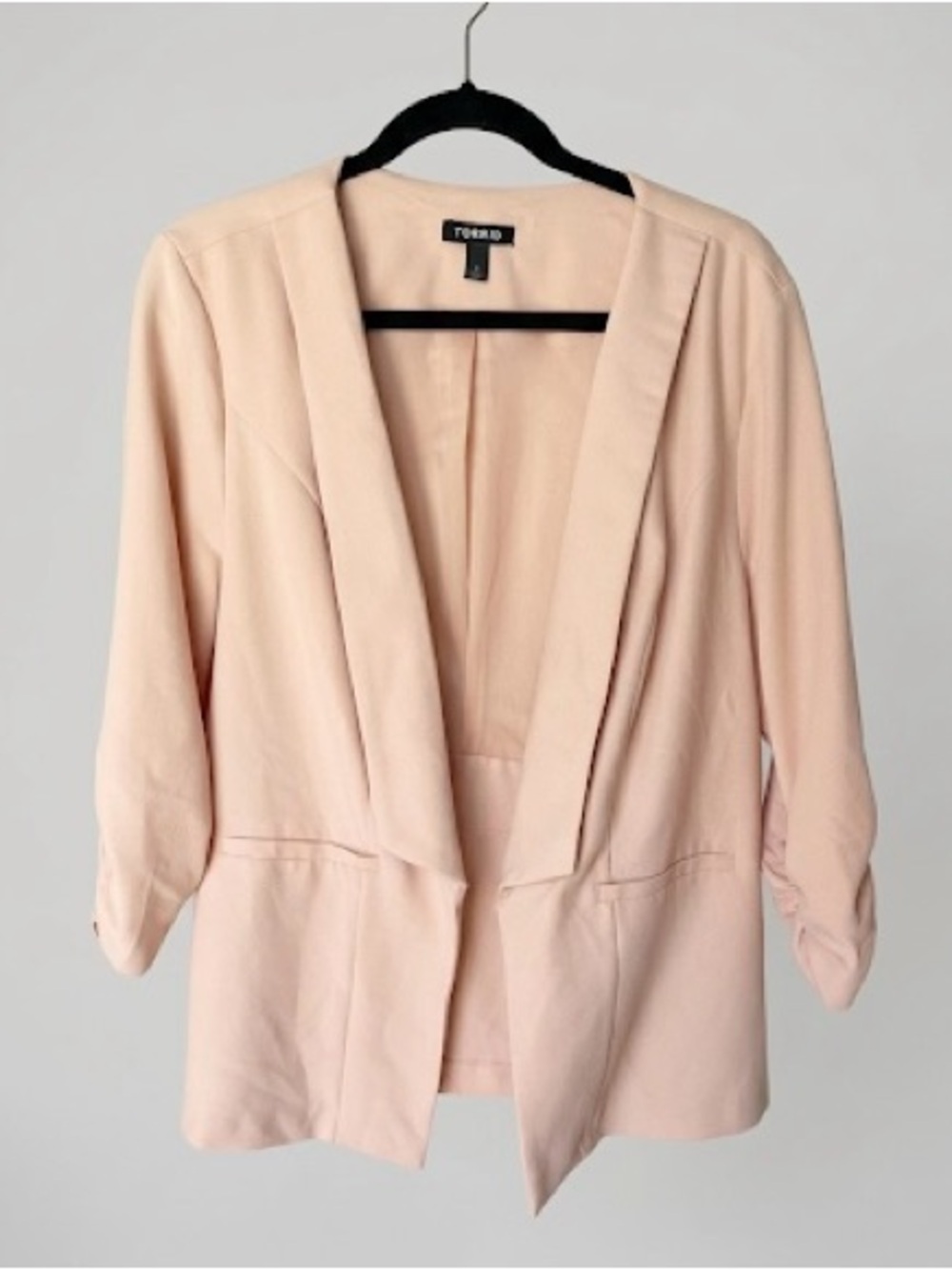 Torrid Blush Pink Ruched Sleeve Blazer - Size 2